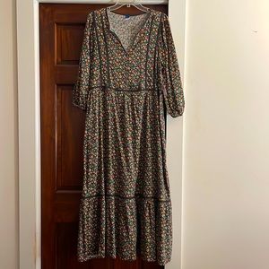 NWT Old Navy Floral Tie-Neck 3/4 Sleeve Maxi Dress
